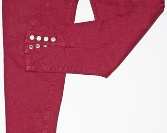 1980s Womens Maroon Stretch Jordache Jeans Sz L Synth Pop Boy George Madonna Punk Rock