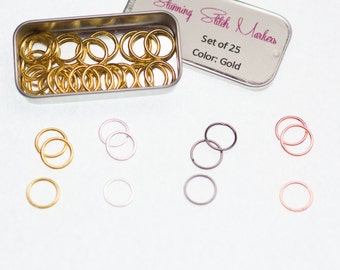 Medium Metal Ring Stitch Markers Fits upto US 10.5 (6.5mm) - Set of 25, 50 or 100 in choice of 4 Colors