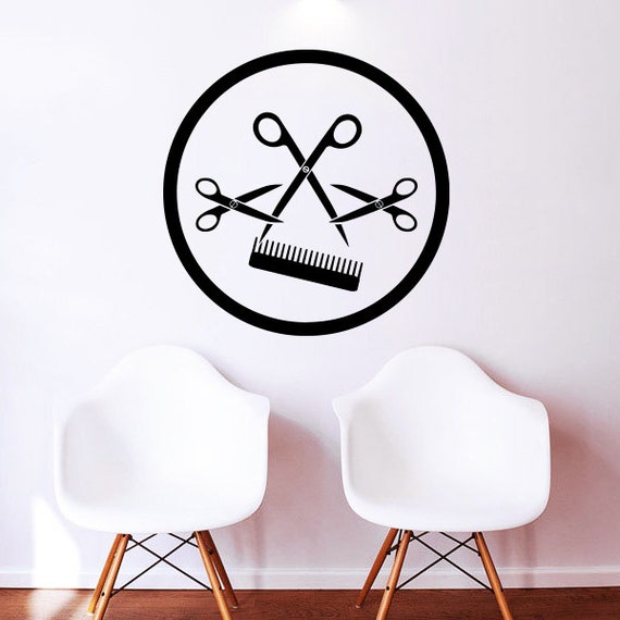 Scissors Wall Decal Vinyl Sticker Decals Comb by SuperVinylDecal