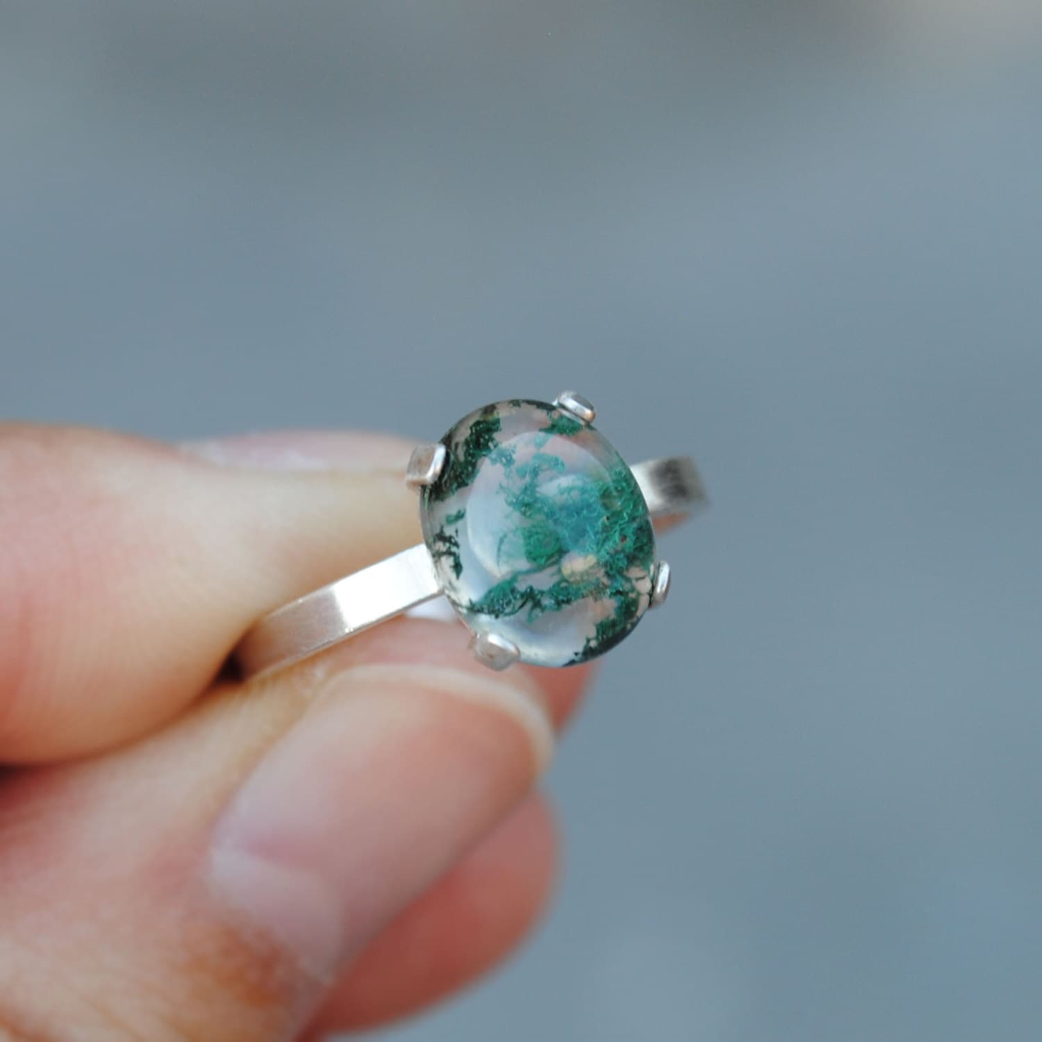 Moss Agate Ring Moss Agate Jewelry Sterling Silver Agate
