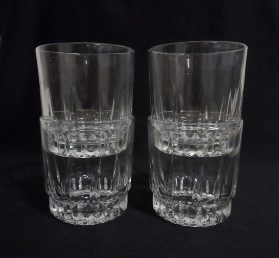 4 VTG Arcoroc French Stackable Glass Tumblers Barware Modern