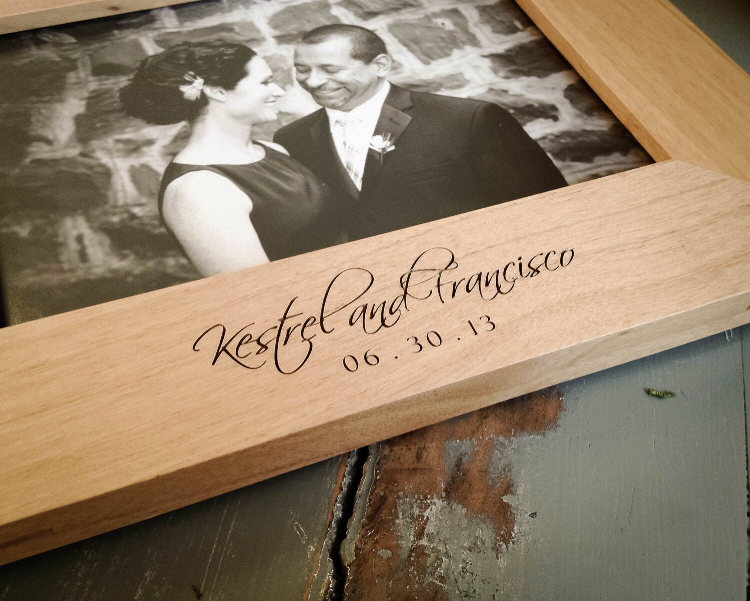 5x7 Engraved Wood Frame. Custom Frame. Monogrammed Frame.