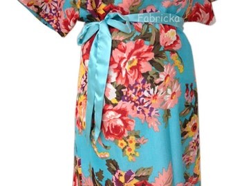 Blue Sky Maternity gown - Maternity Hospital Gown - Soft Fabric - Snaps Breastfeeding - Skin to Skin - Snaps down back gown delivery