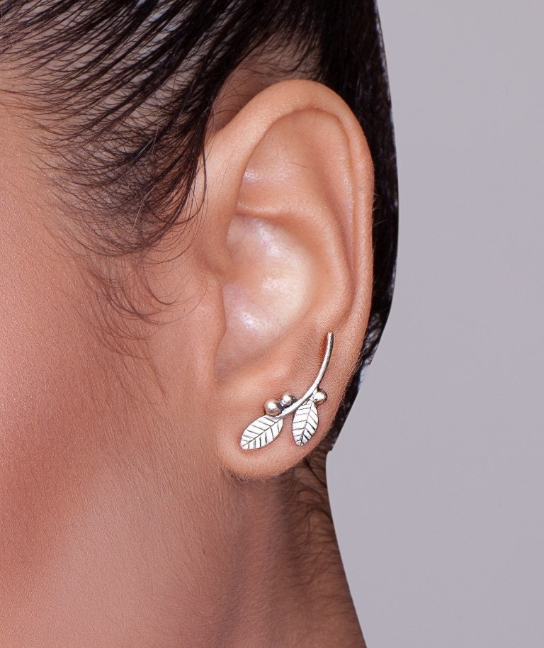 Silver Stud Earrings ear climbers climbing earrings ear