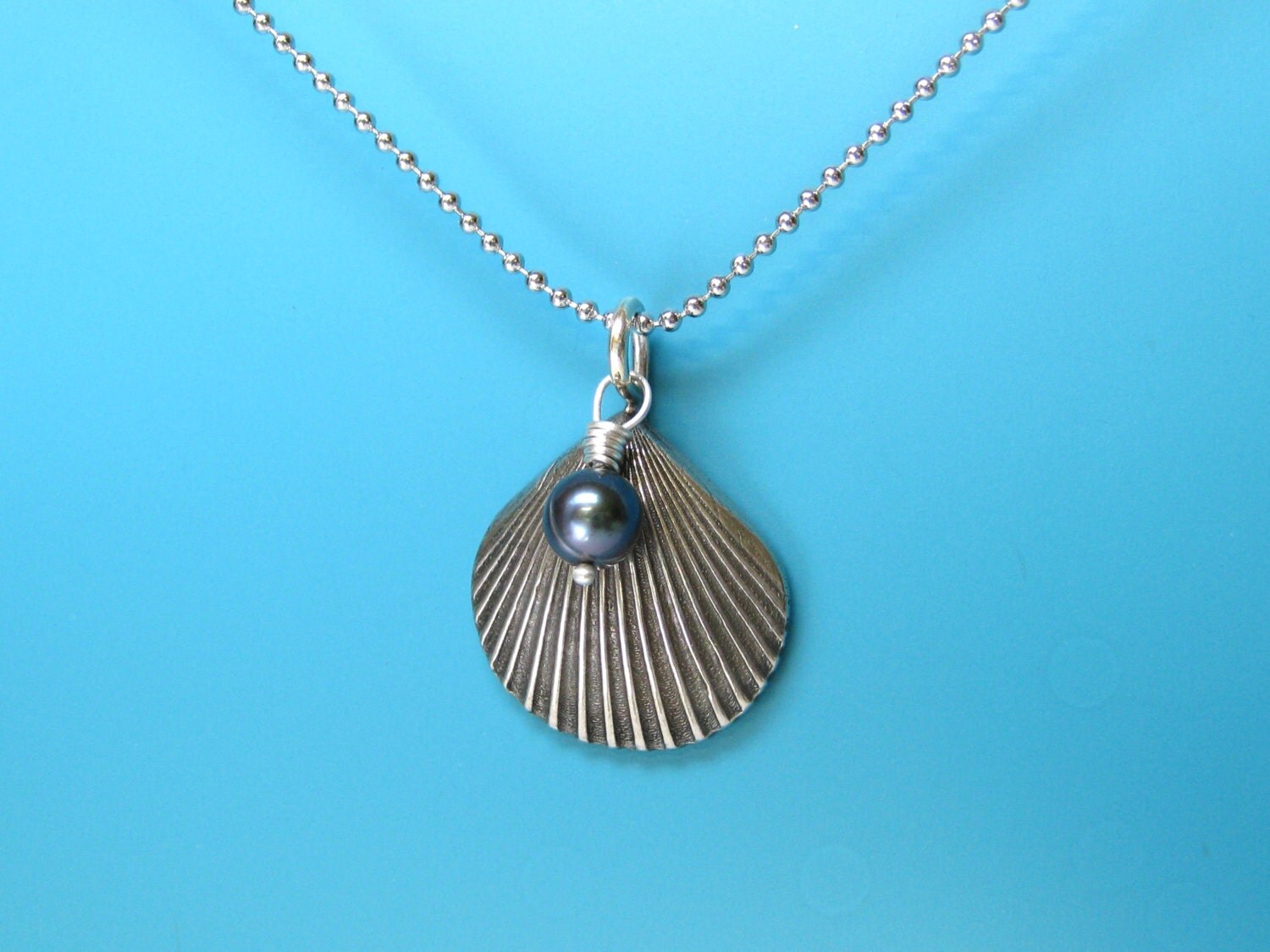 Scallop Shell Necklace Silver Shell Necklace Copper Shell