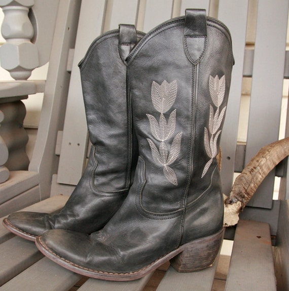 ladies navy blue cowboy boots