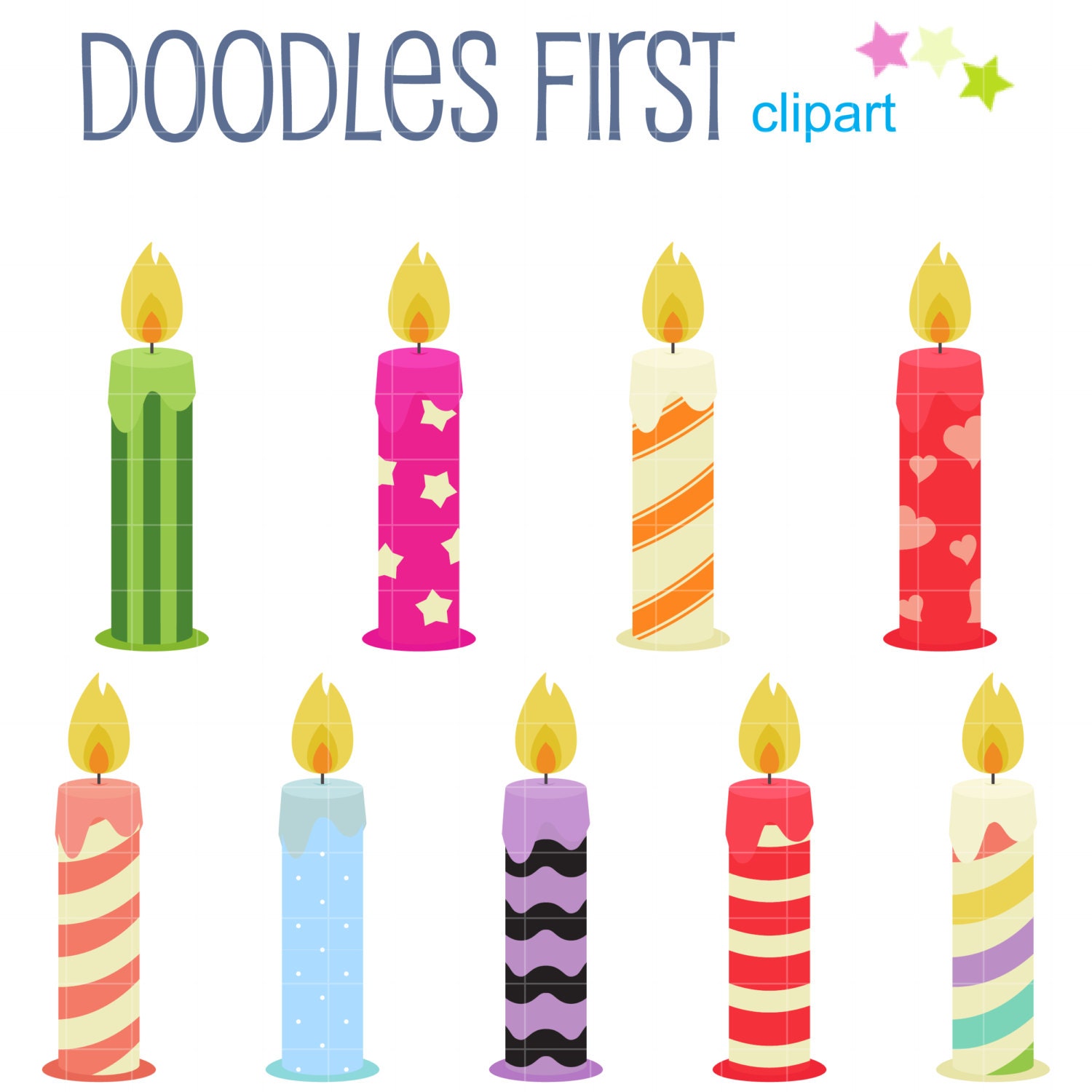 Fun Birthday  Candles  Digital Clip  Art  for Scrapbooking Card