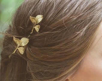 Grecian Leaf Hair Clips Gold Leaf Bobby Pins Leaf Hair Pins Greek Goddess Grecian Hair Accessories Bridal Bridesmaid Autumn Fall Womens Gift