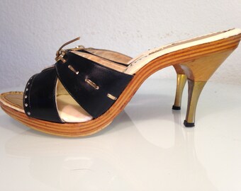 FREE SHIPPING 1950 Wood Platform Heels