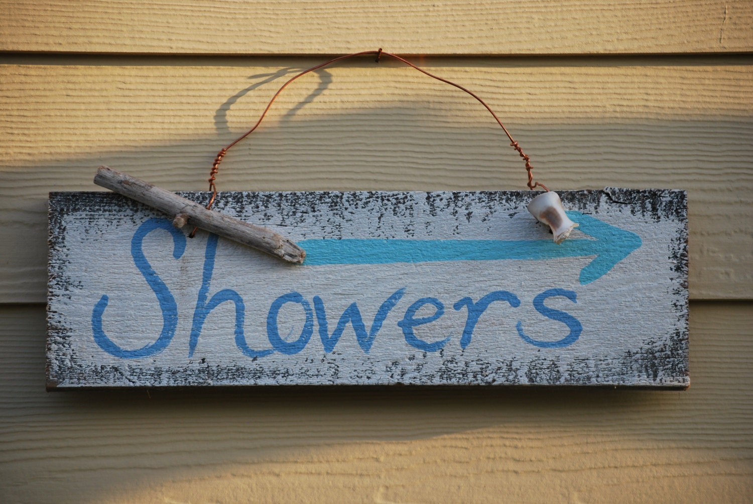 Showers sign indoor/outdoor weathered reclaimed wood