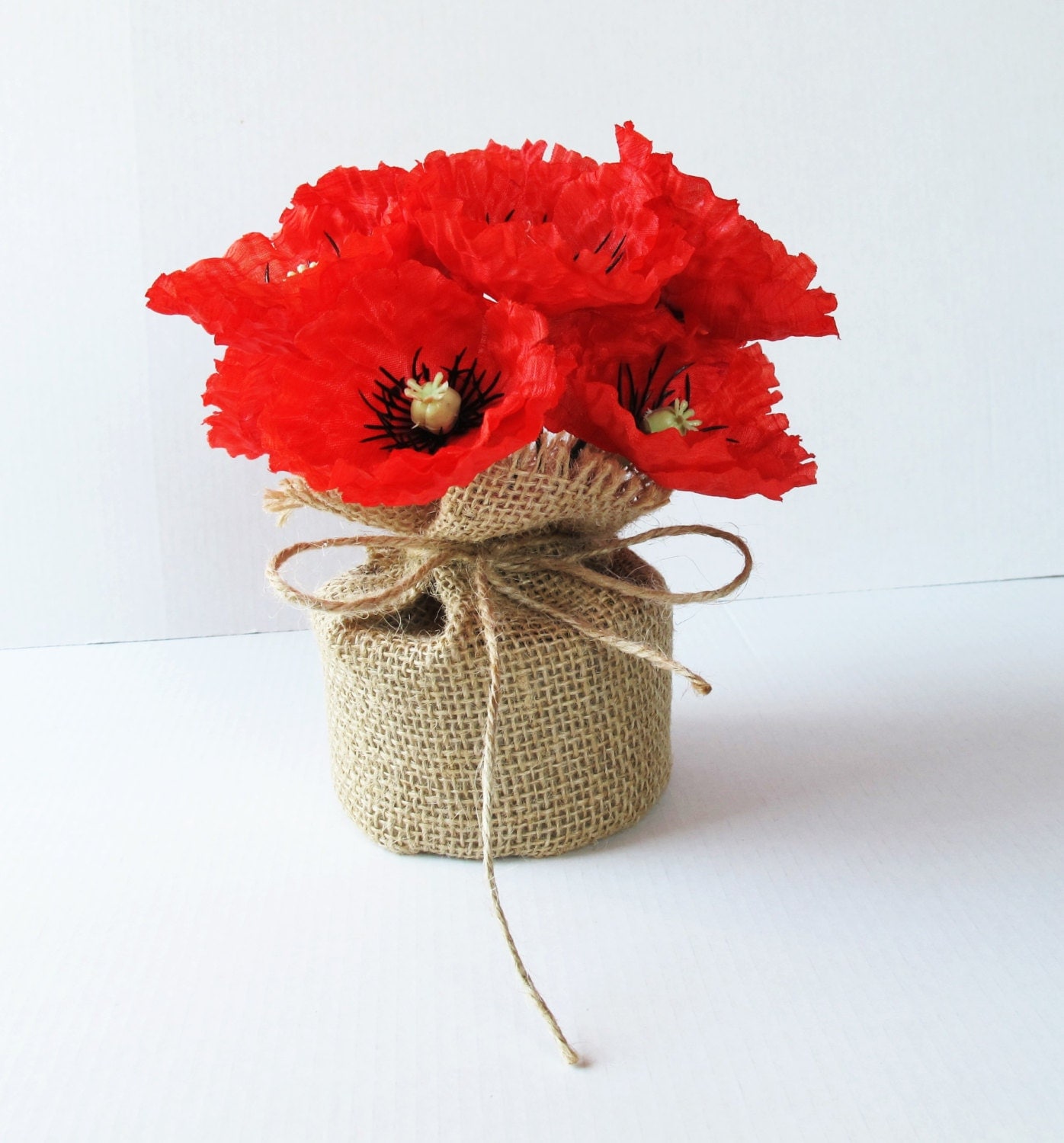 Poppies Table Decor Red Black Poppy Decoration Silk Flowers