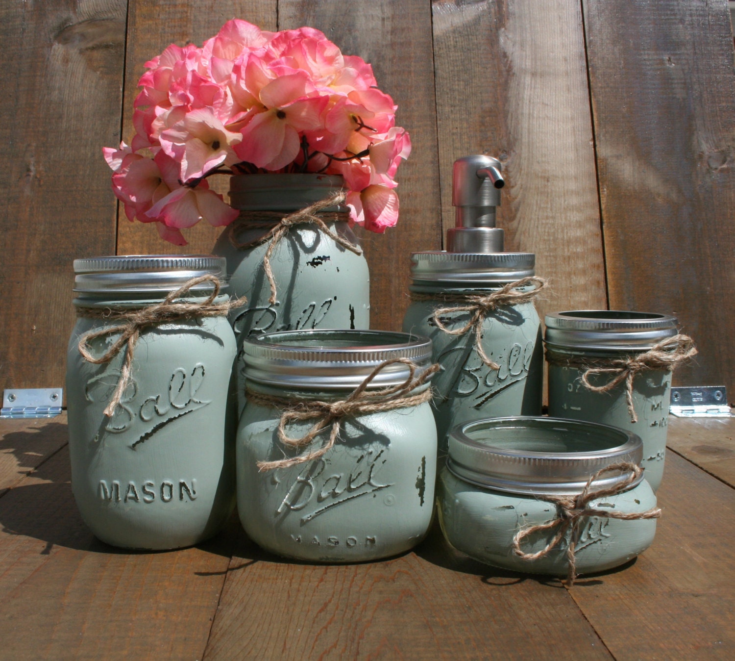 6 pc Mason Jar Bathroom Set. You CHOOSE YOUR COLORS
