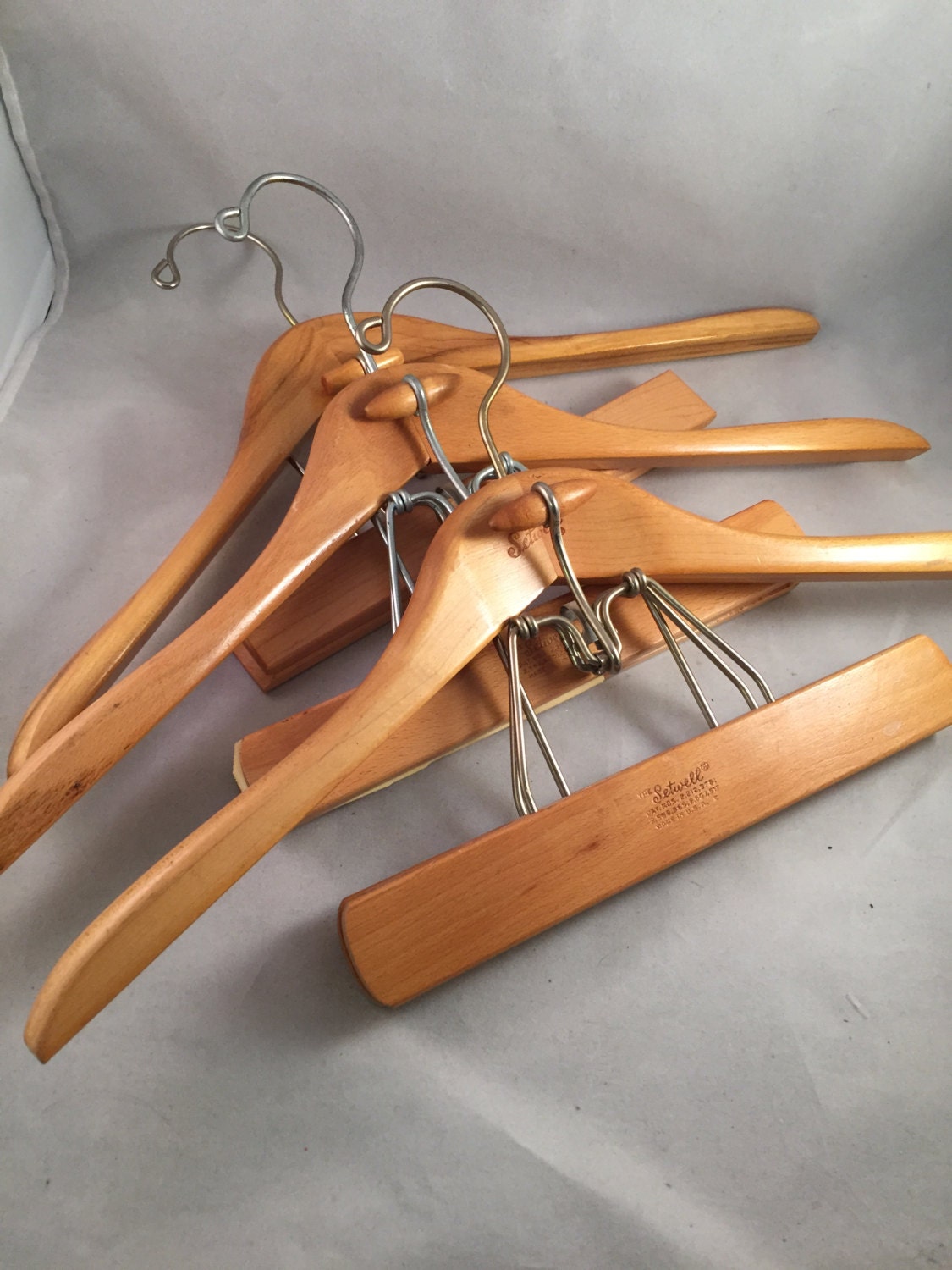 Vintage Wood Double Hangers Suit and Pant Hanger Skirt Hanger,The Setwell, Set of 3 Haute Juice