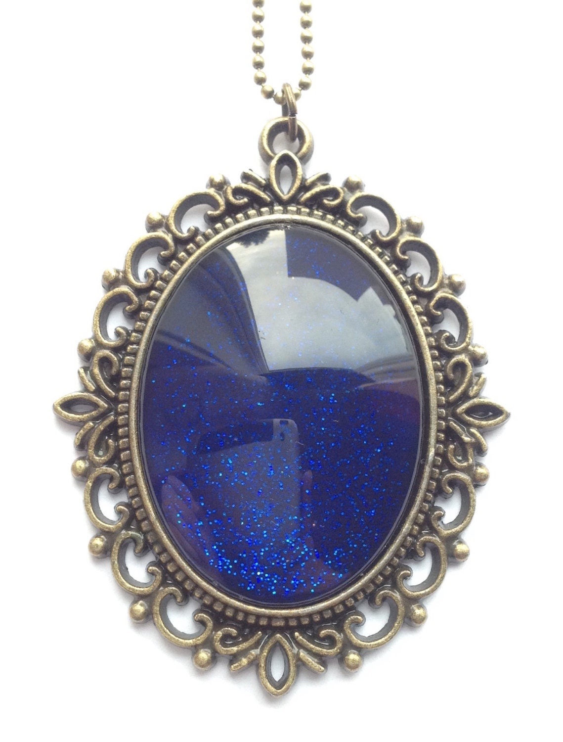 Blue Dream Necklace Nail Polish Painted by MadebyVerosa on Etsy