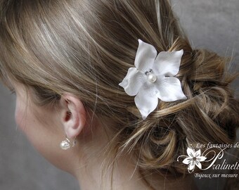 Peigne mariage cheveux grande fleur en soie - Bridal large silk flower haircomb