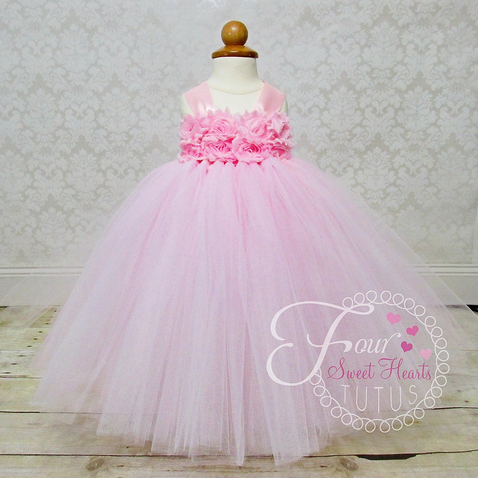 Pink Flower Girl Dress Flower Girl Tutu First Birthday Tutu