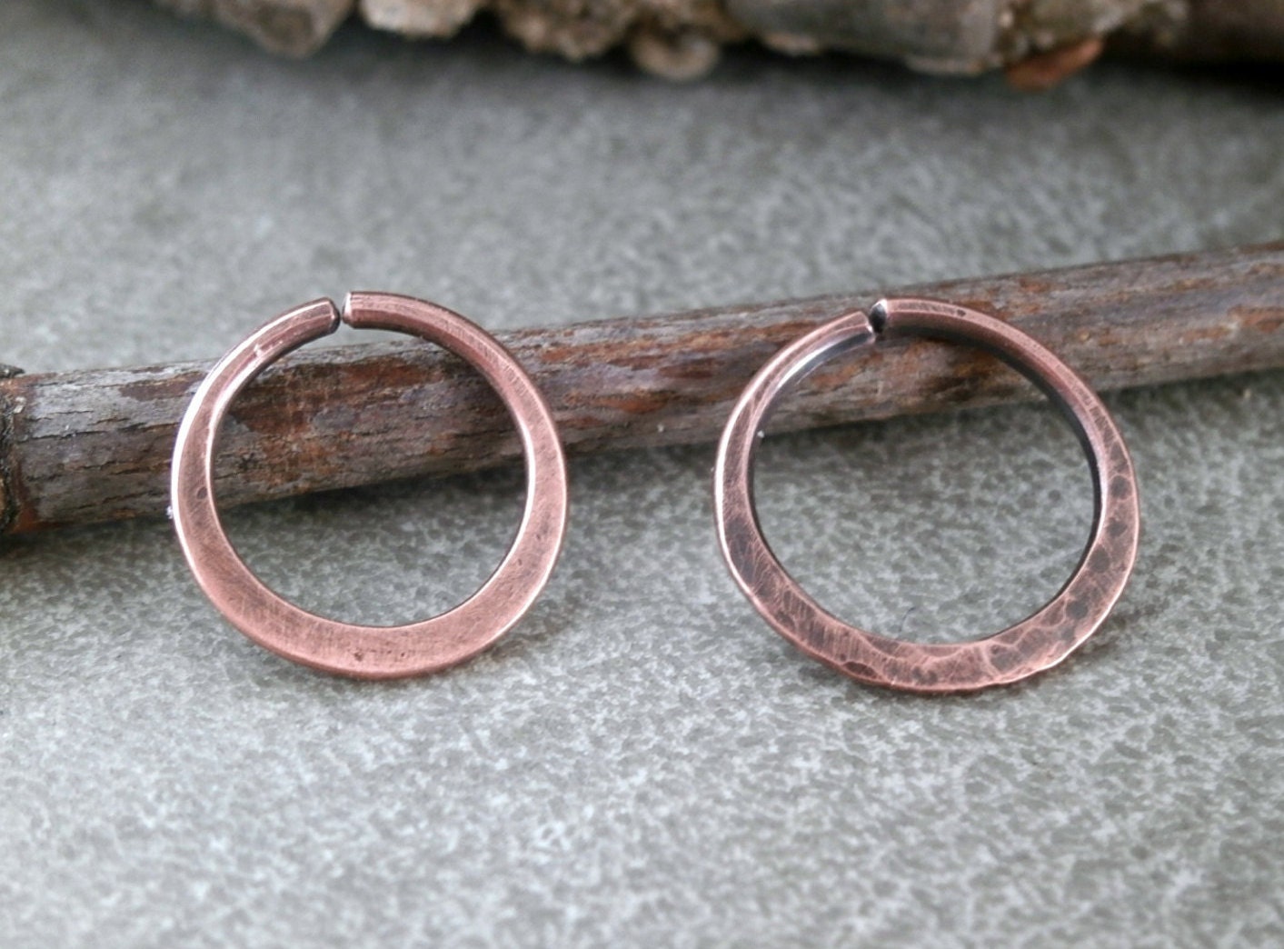 Rustic Copper Nose Ring Titanium Copper Nose Hoop 5mm 6mm 7mm