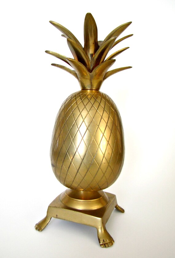 9.25 Tall Vintage Solid Brass Pineapple Decor. Brass