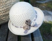 Crochet Summer Hat Baby Toddler Girls Sun Hat Cotton Infant Girls Beach Hats Floppy Hat Cream Photography Props Baby Girl Shower Gift