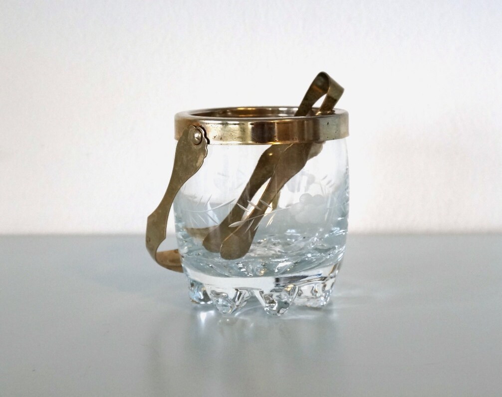 Mini Ice Bucket vintage glass bucket for olives small glass