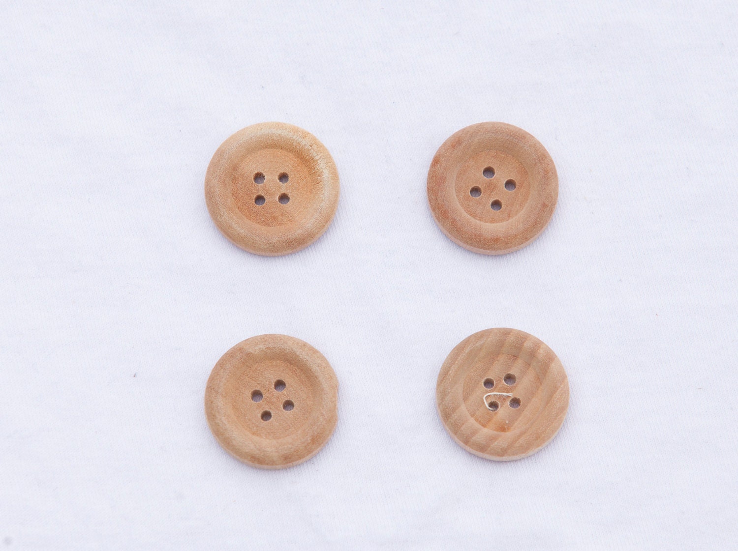 4 large wood buttons vintage coat
