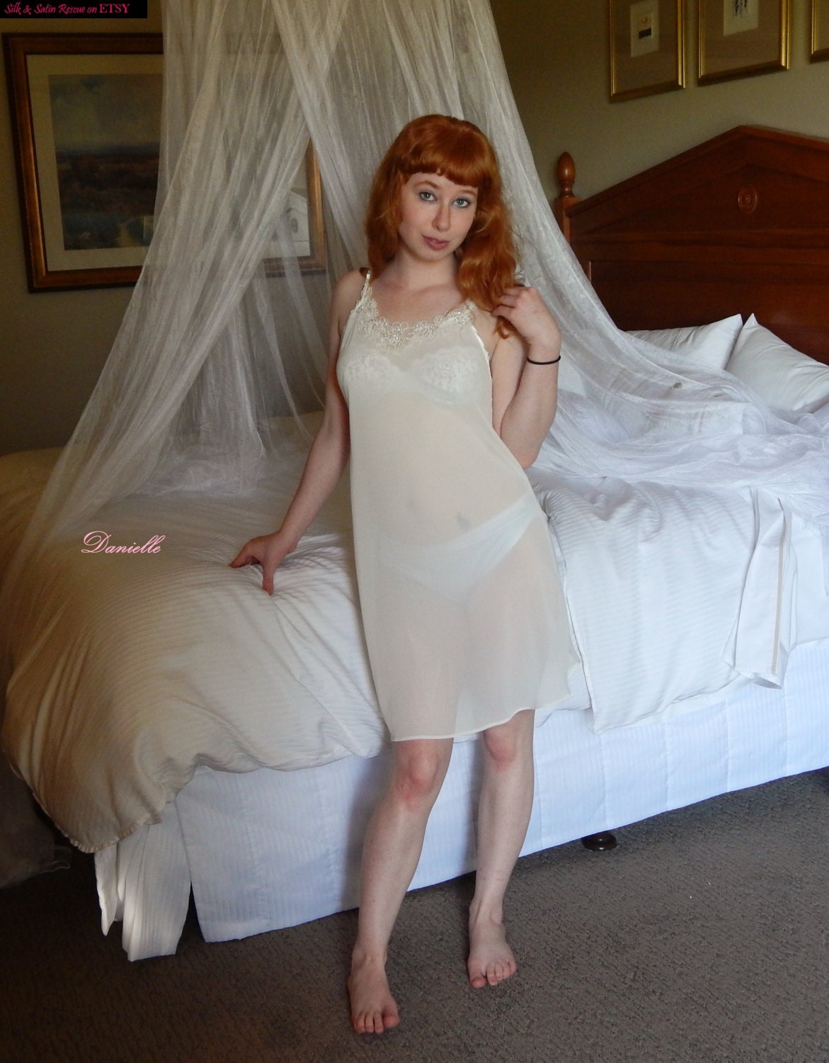 Sexy Sheer White Ivory Nighty Nightgown Negligee Honeymoon