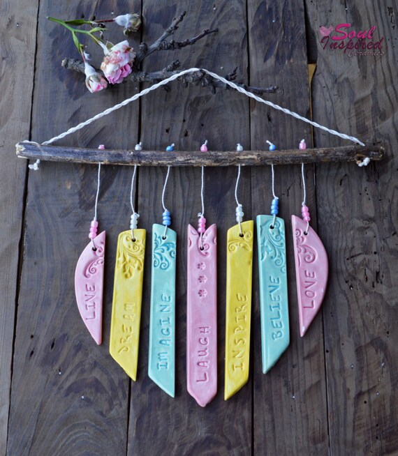 Motivational Mobile Inspirational Wind Chime Garden Art Motivational Mobile Inspirational Wind Chime Garden Art Patio Decor Ceramic