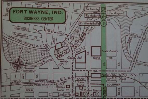 Items Similar To 1951 Fort Wayne City Map Vintage Map Of Fort Wayne   Il 570xN.777482338 7nvs 