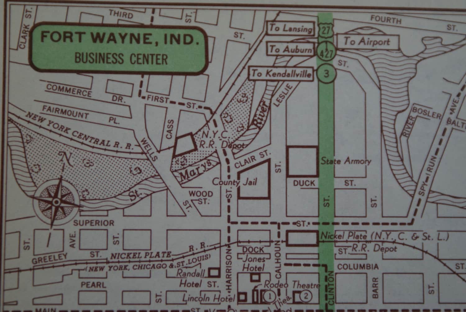 1951 Fort Wayne City Map Vintage Map Of Fort By Thewoodenearth