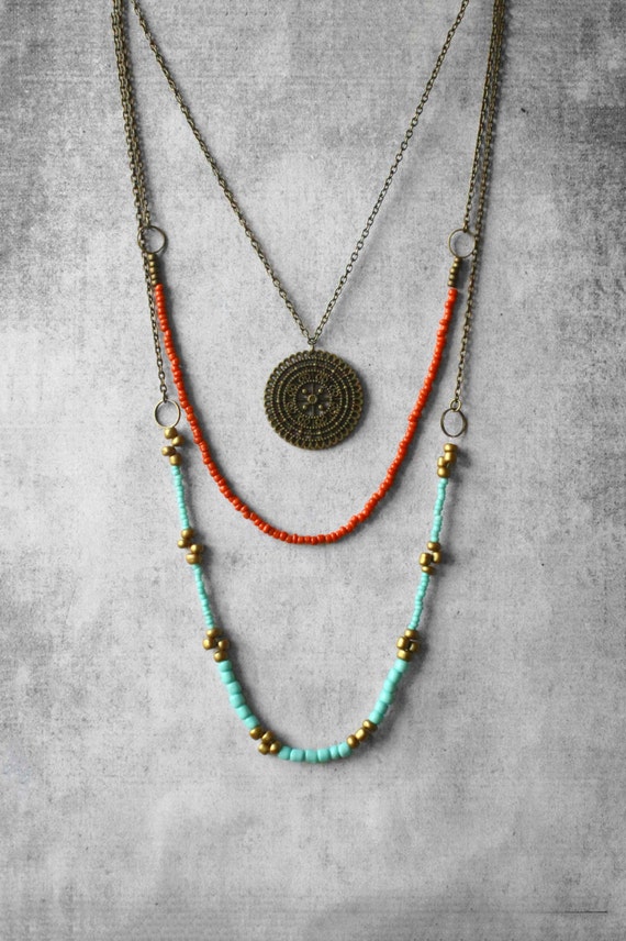 Sale Items Layered Necklace Boho Necklace Hippie Necklace Mandala Necklace Boho Jewelry 4655