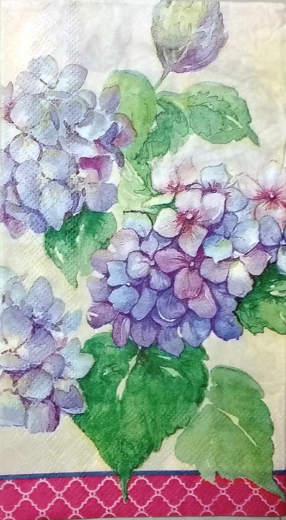 THREE 3 Hydrangea Flowers Paper Hostess Napkins for Decoupage and 