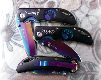 SET of 6 - Rescue Knife , Engraved Pocket Knife , Personalized gift , Best Man gift , Hunting Knife , Groomsman knife , Wedding Gift Knife