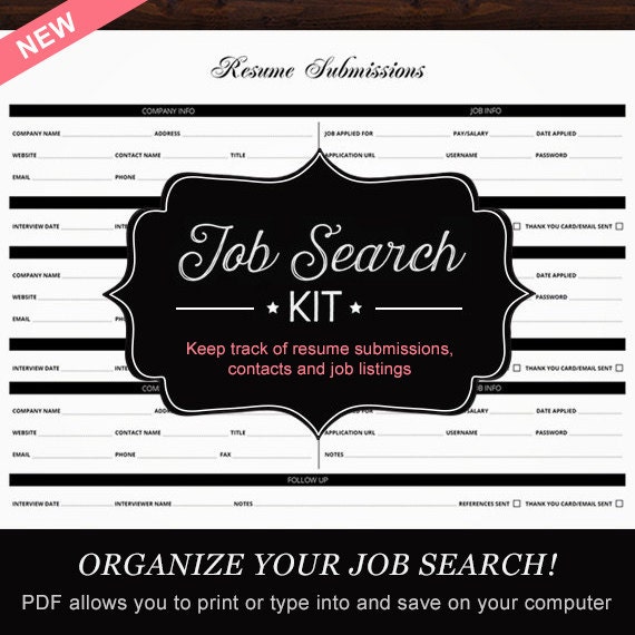 Job Search Organizer Printable PDF Instant Download