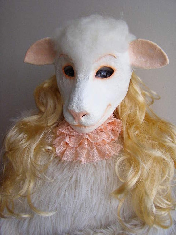 Masquerade mask Paper mache mask Sheep mask Animal by EpicFantasy