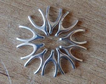 10pcs. Dull silvered wishbone charms 15x9mm
