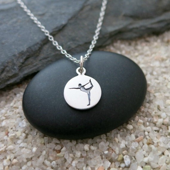 Yoga Necklace Dancer Yoga Pose Necklace Sterling by MahaloSpirit