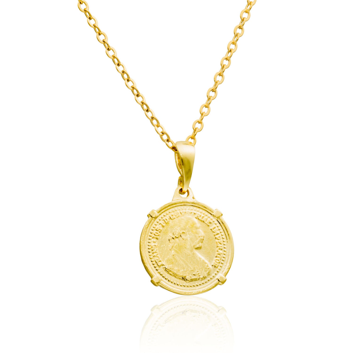 Coin Necklace Gold filled 14K pendant coin pendant vintage