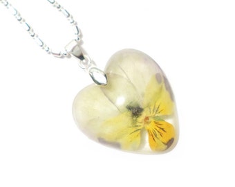 Valentines - Real Flower Necklace - Pansy in Yellow, white &amp; purple 