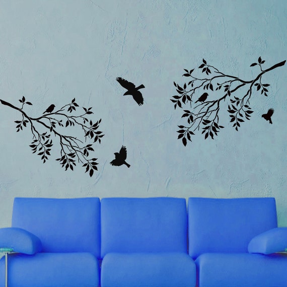 Wall Decals Bird Tree Branch Decal Vinyl Sticker by CozyDecal