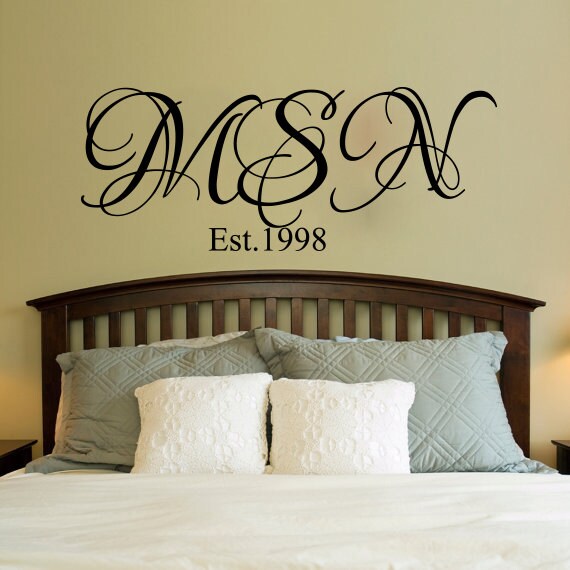 Wall Decals Script Monogram Decal Vinyl Sticker by CozyDecal