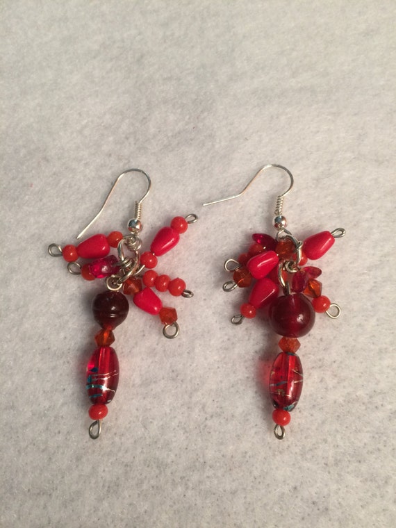 Small Red Dangle Earrings