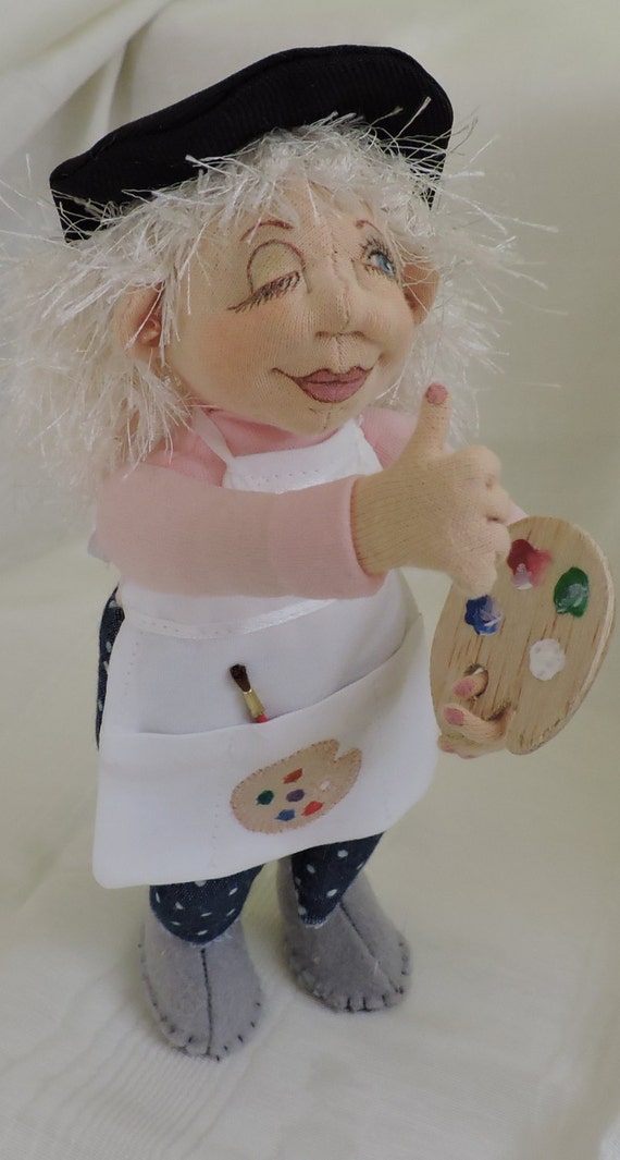 Cloth Art Doll Artist 8 inches