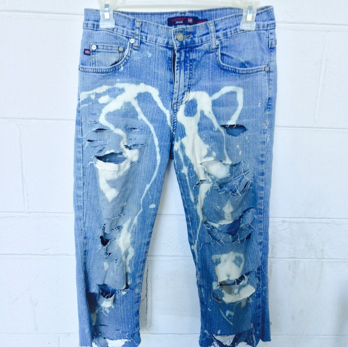 Swirl bleached ripped jeans by cottoncandyvintageco on Etsy