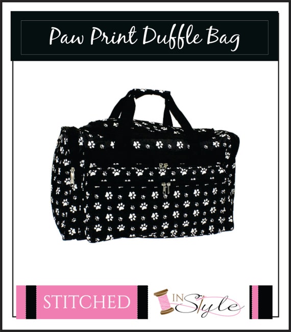 Duffle Bag Travel Bag Paw Print Monogrammed by StitchedInStyle1