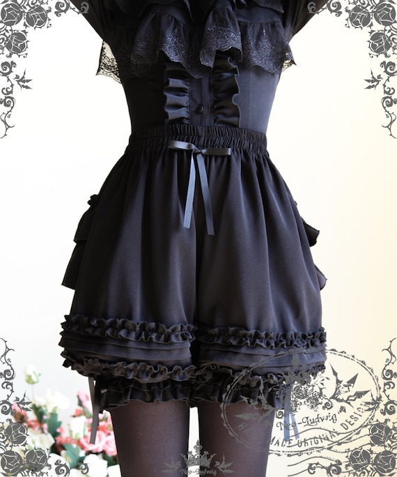 Gothic Vintage Victorian SteamPunk Fashion Tiered Bustle Ruffle Bloomers Shorts by Fanplusfriend steampunk buy now online