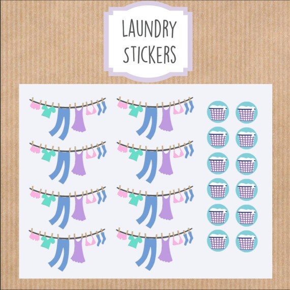 Laundry Planner Stickers, Laundry Banners, Laundry Basket Sticker, Erin ...