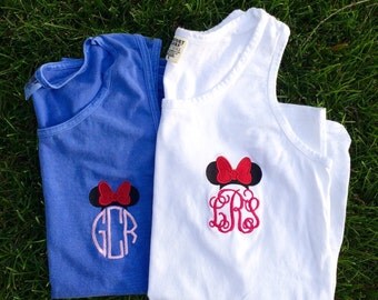 Minnie Mouse Monogram Disney Tank Top, Women's Comfort Colors Disney Tank (unisex size)