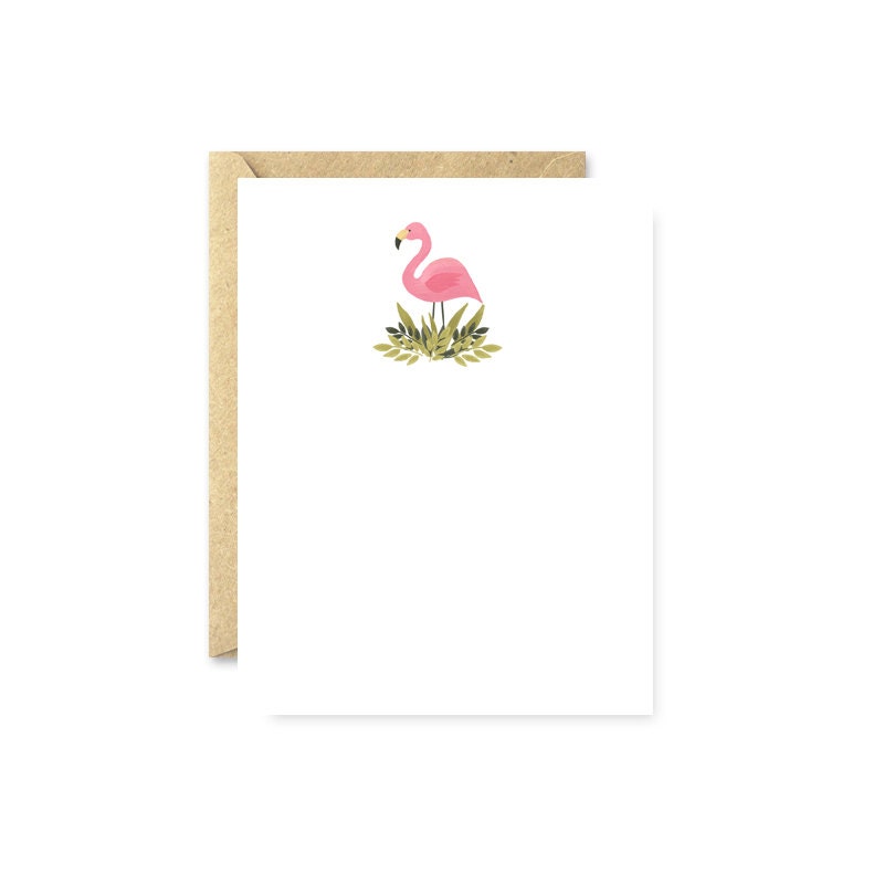 Flamingo Stationery Pink Flamingo Note Cards by augustandoak