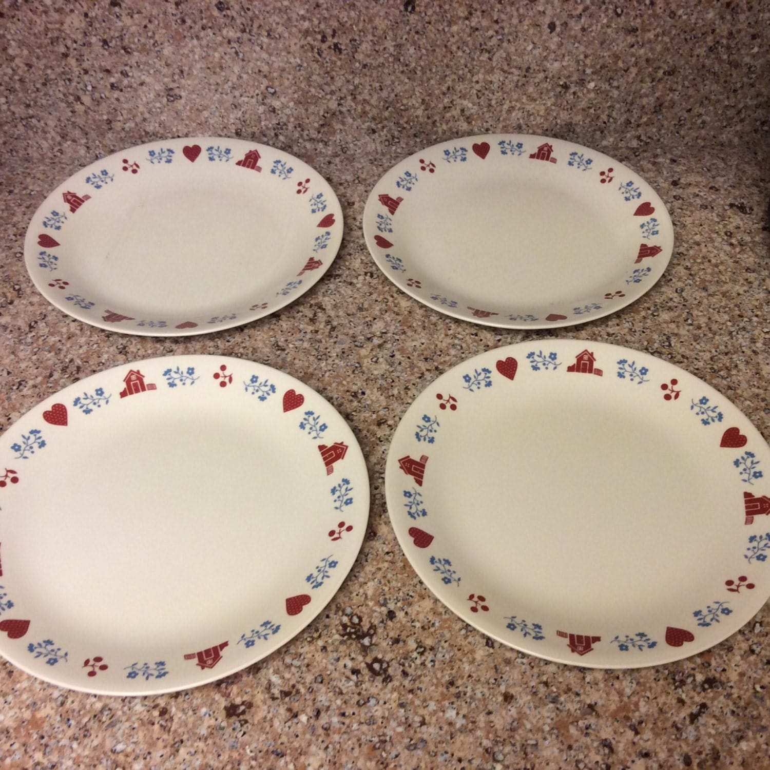 Corelle by Corning Heart Home Dinner Plates 4 by HappyLilac