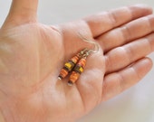 Paper Earrings: Handmade Rolled Paper Bead Earrings - Orange Earrings - Brown - Dangle Earrings - Nickel Free Earrings - Upcycled Earrings